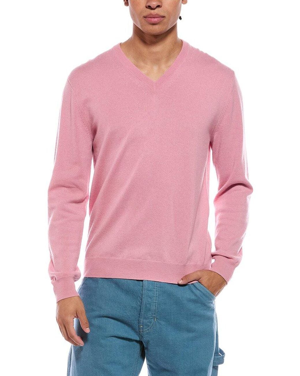 N.Peal Cashmere Red Burlington Cashmere V-Neck Sweater for men