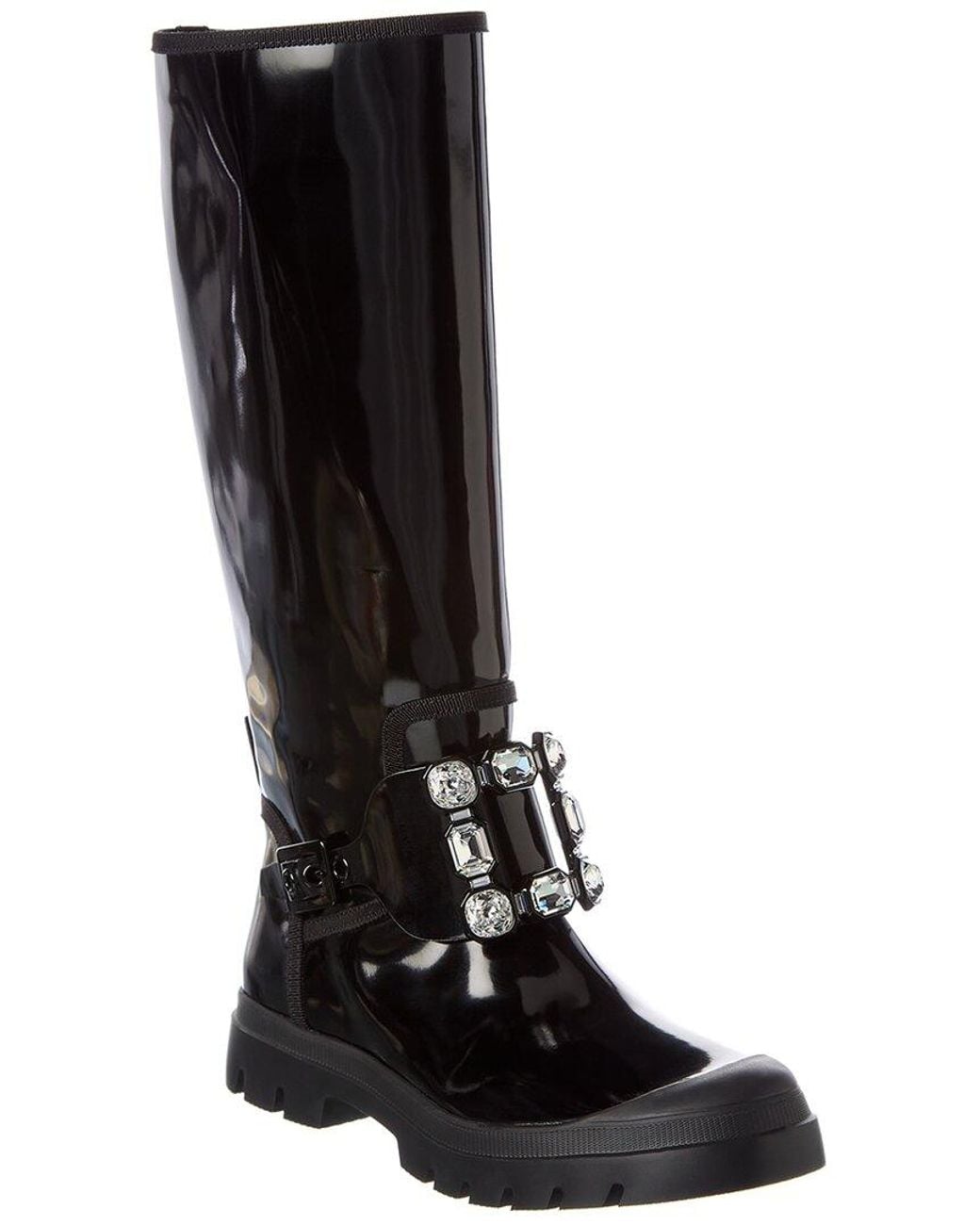 Roger Vivier Black Walky Viv High Leather Boot