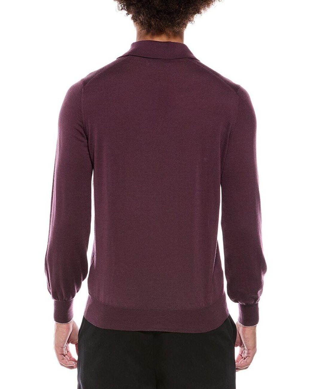 Brunello Cucinelli Purple Wool & Cashmere-Blend Polo Sweater for men
