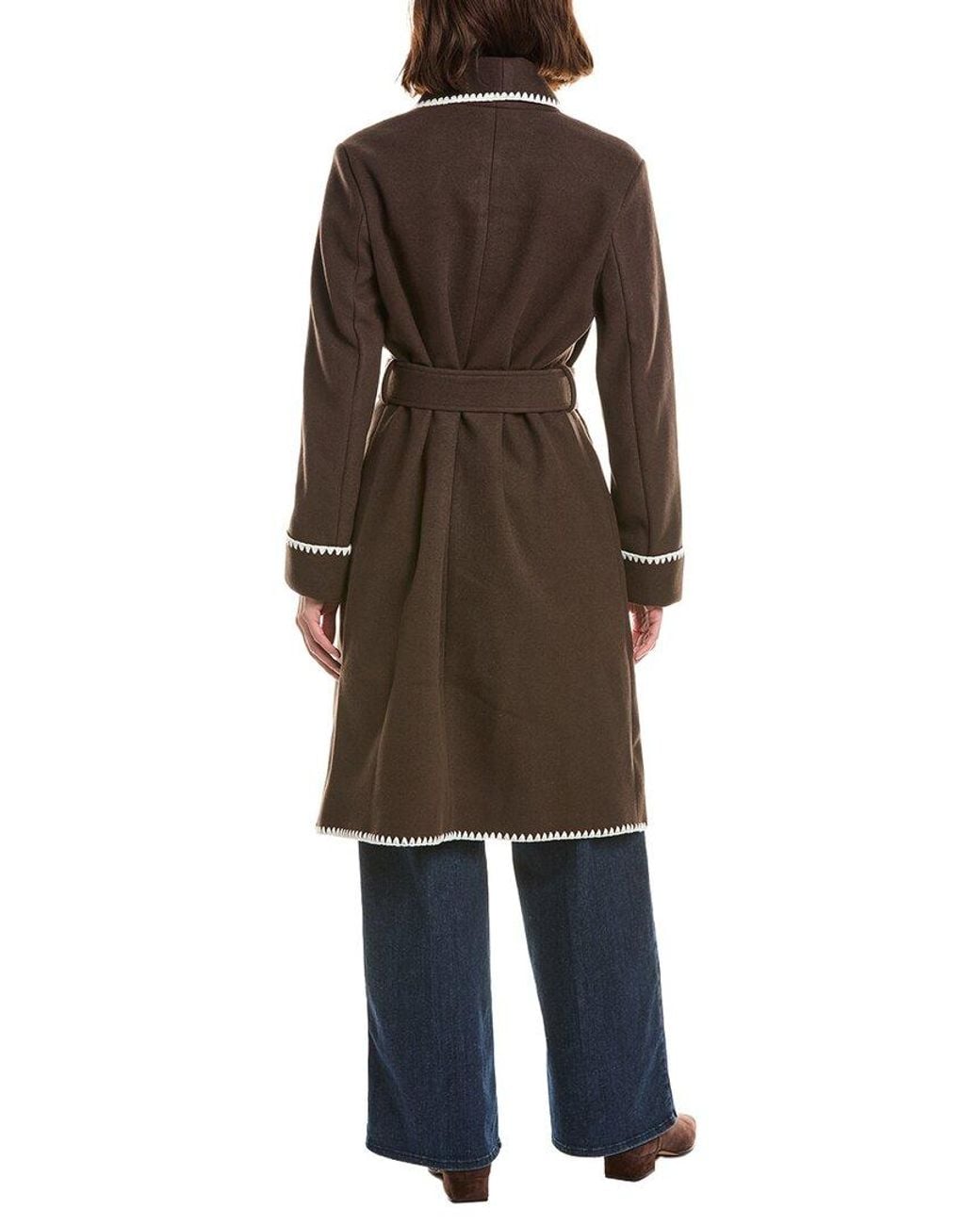 Ellen Tracy Brown Doubleface Wrap Coat