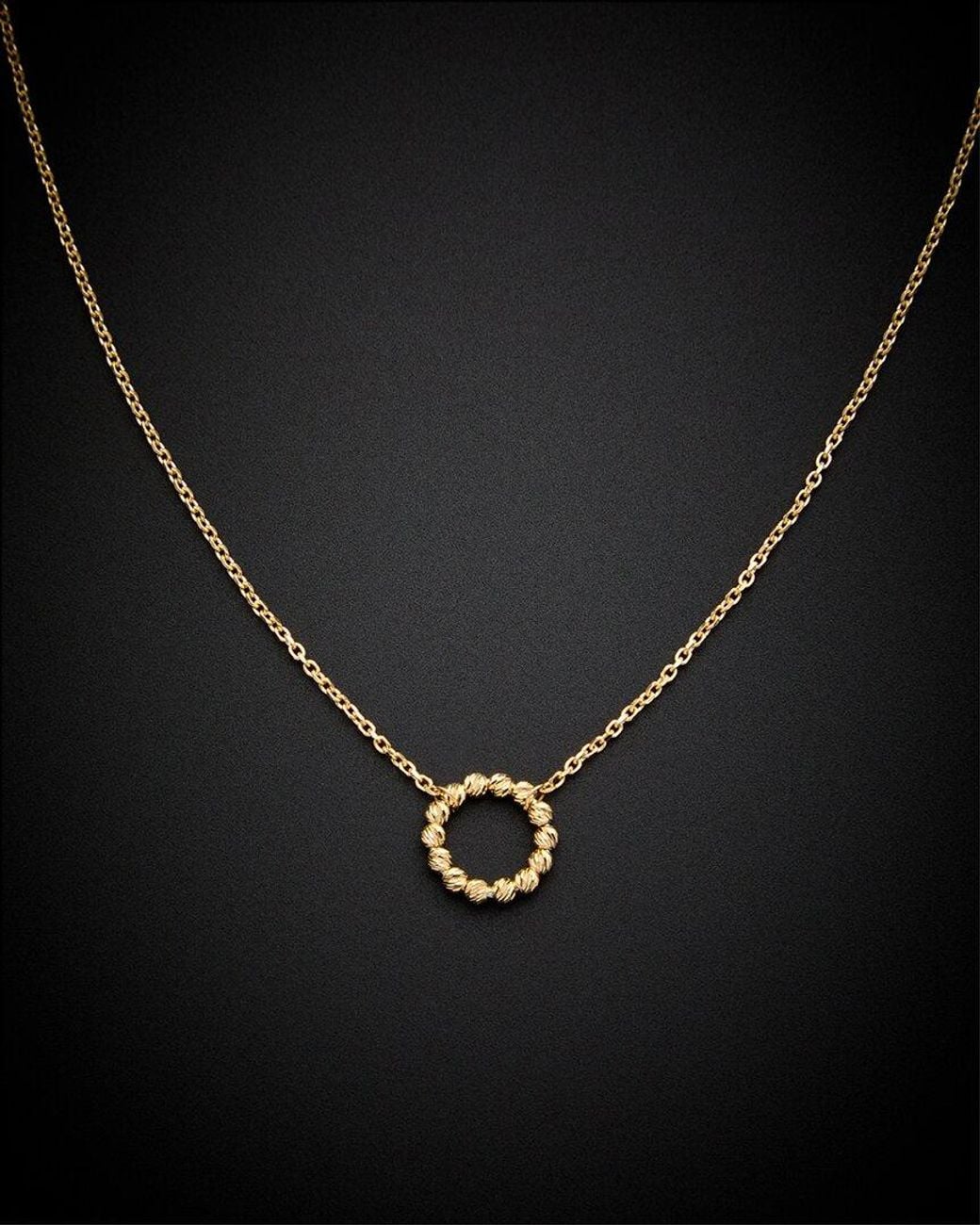 Italian Gold Black 14k Bead Circle Necklace