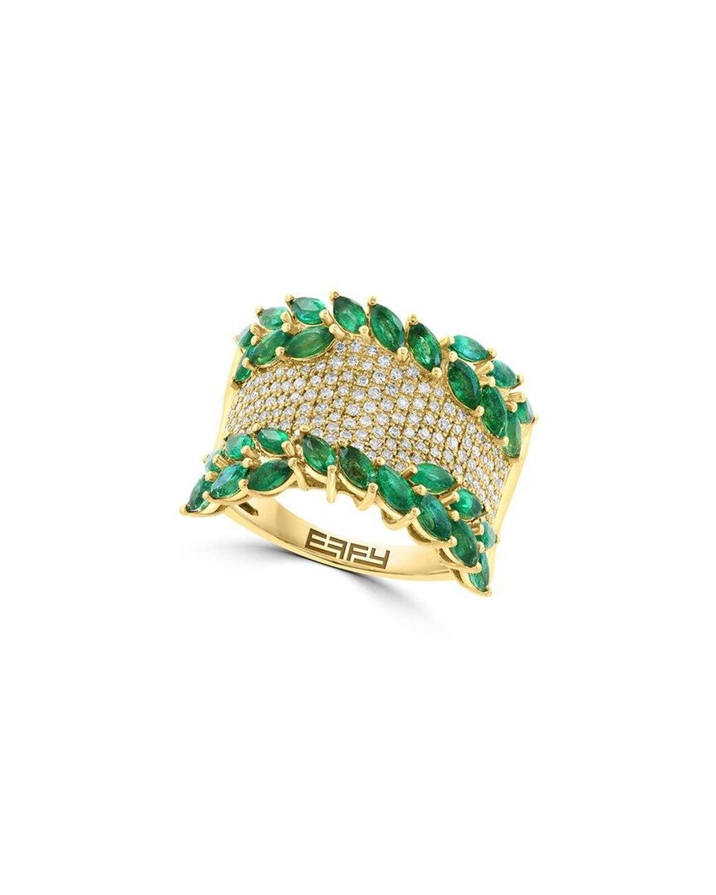 Effy Fine Jewelry Green 14K 3.37 Ct. Tw. Diamond & Emerald Ring