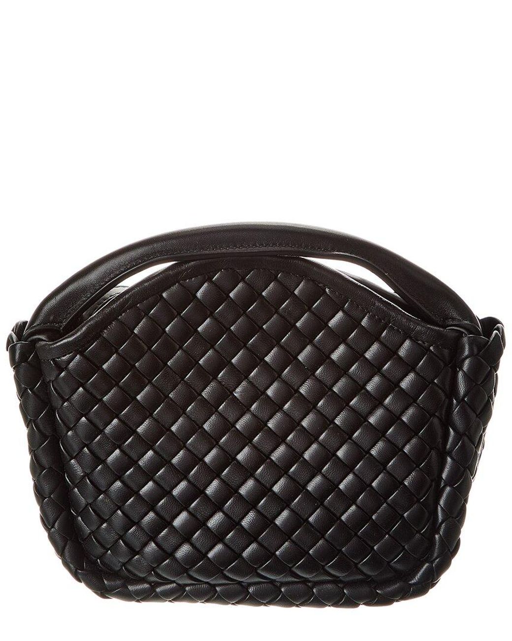 Bottega Veneta Black Small Cobble Leather Top Handle