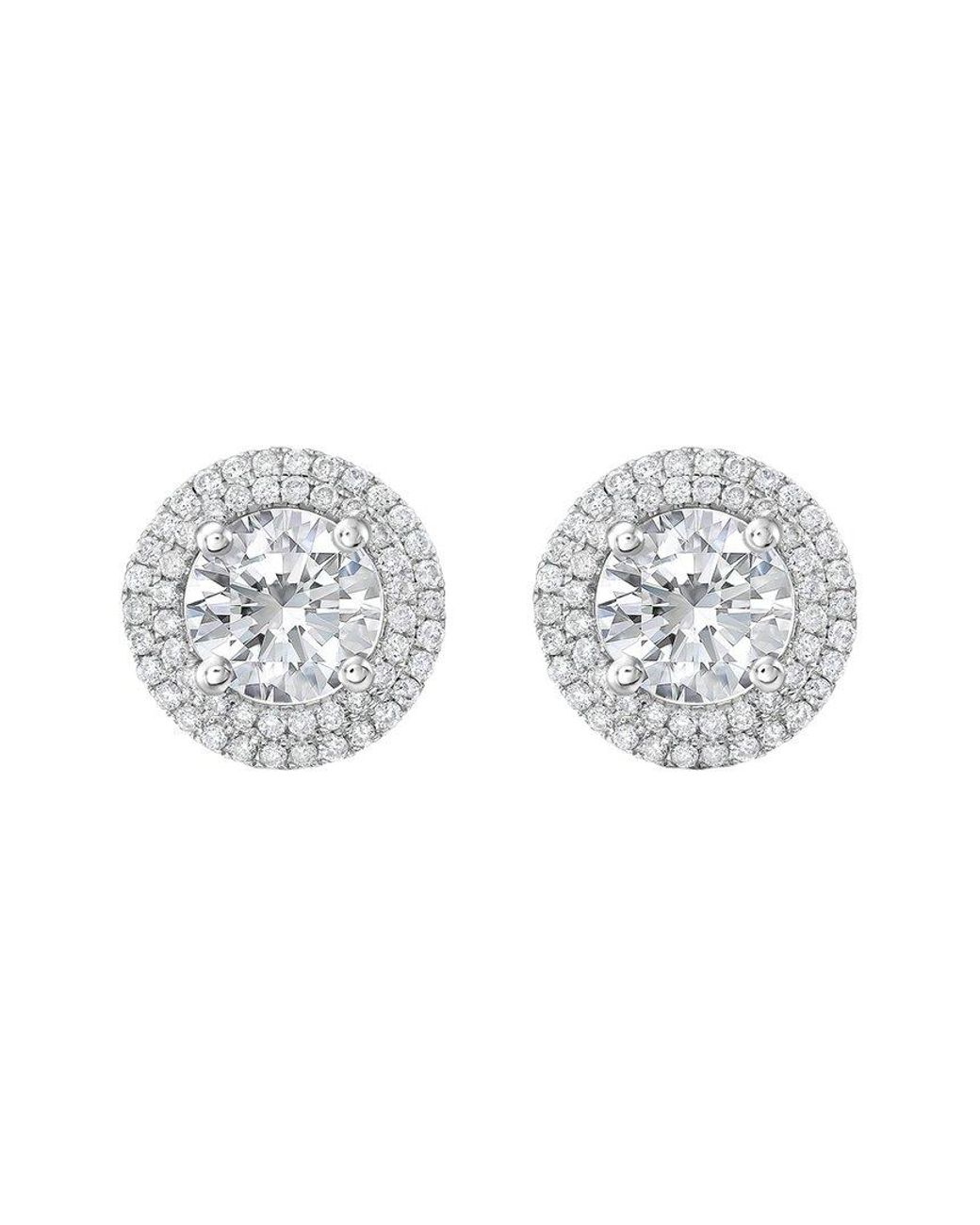Diana M Metallic 14K 8.00 Ct. Tw. Lab-Grown Diamond Halo Earrings