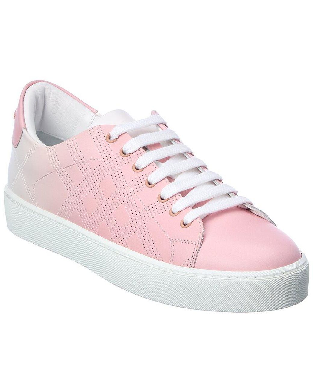Burberry Westford Perforated Check Leather Sneaker in Pink | Lyst