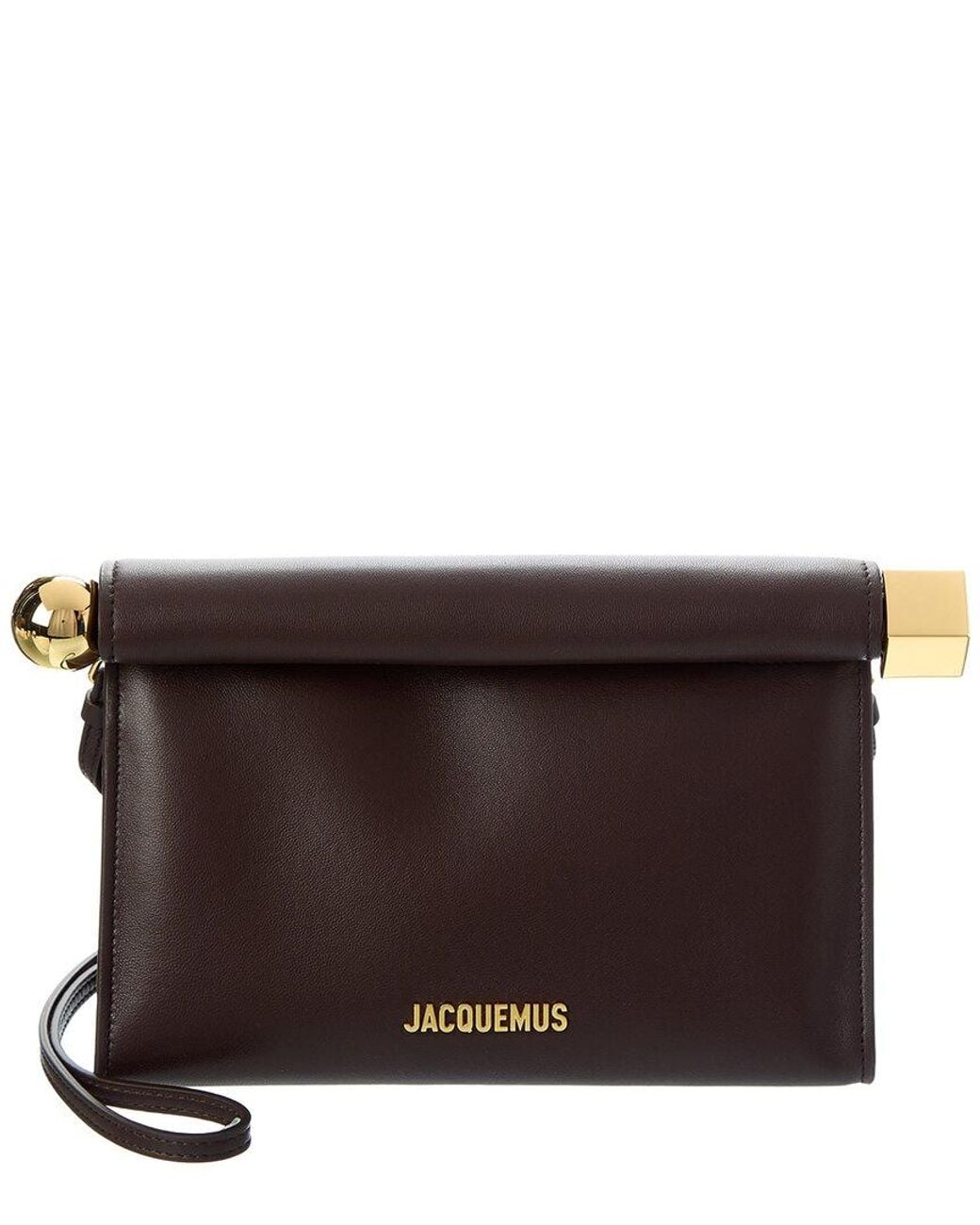 Jacquemus Brown The Rond Carre Small Leather Clutch