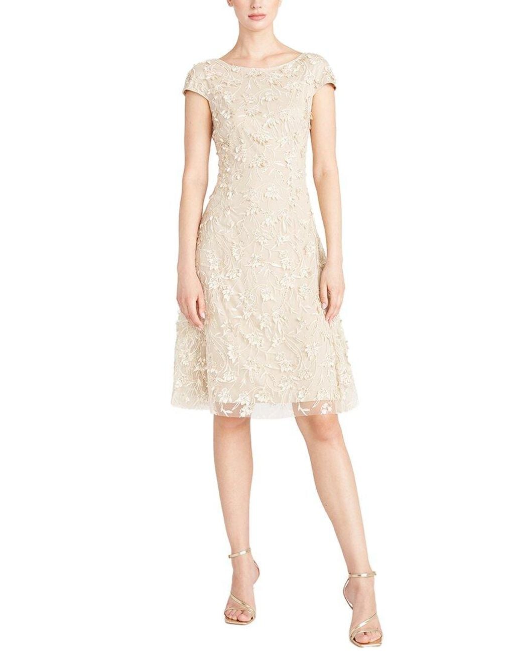 THEIA Natural Chrisley Petal Cocktail Dress