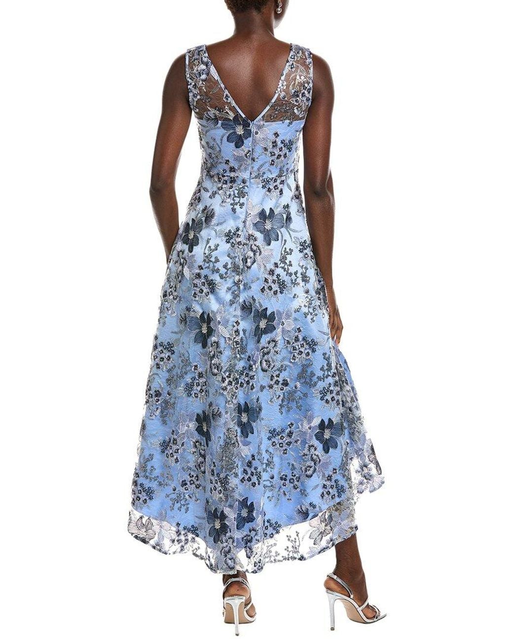 Eliza J Blue Sleeveless Embellished Midi Dress