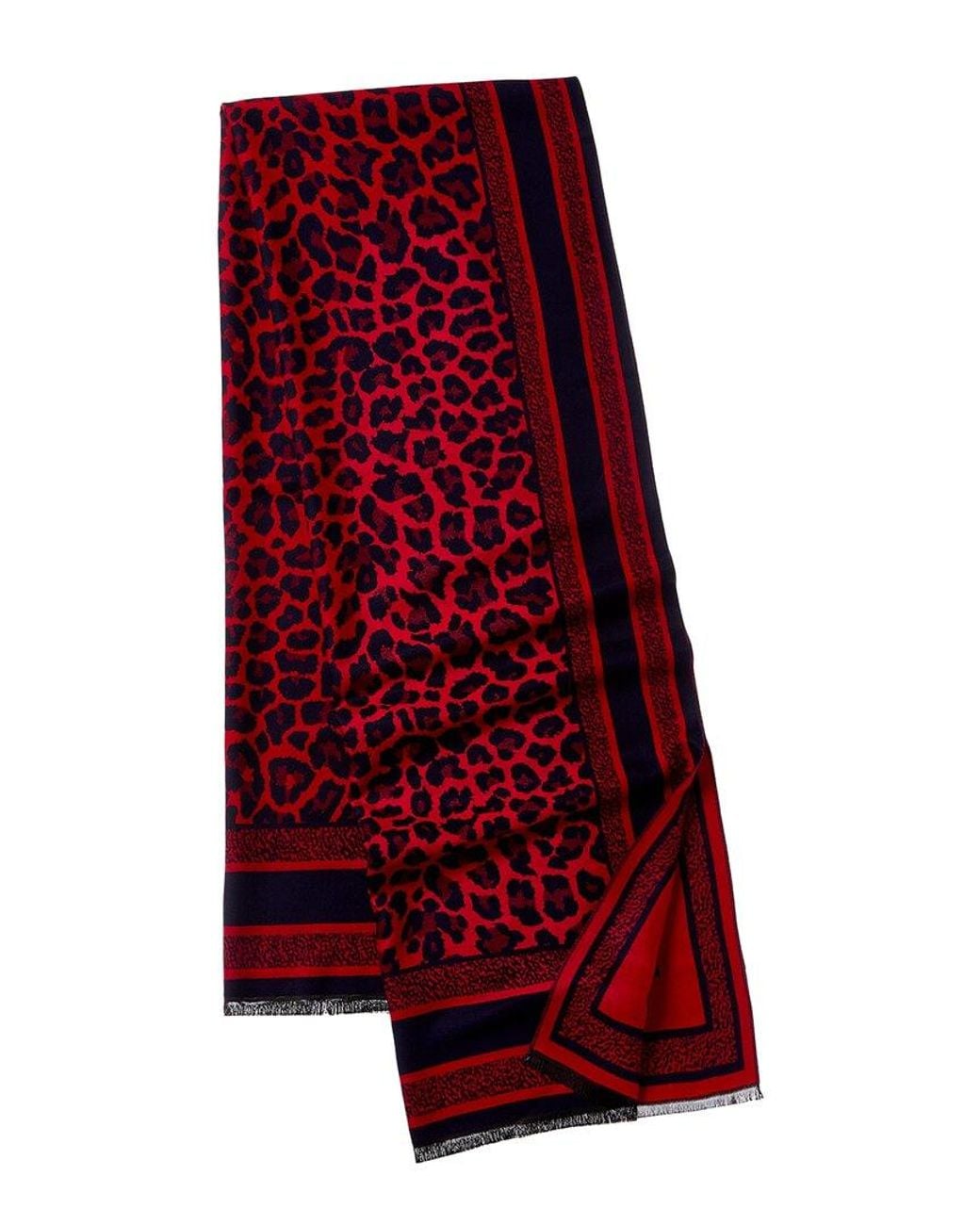 Saachi Red Reversible Leopard Pattern Scarf