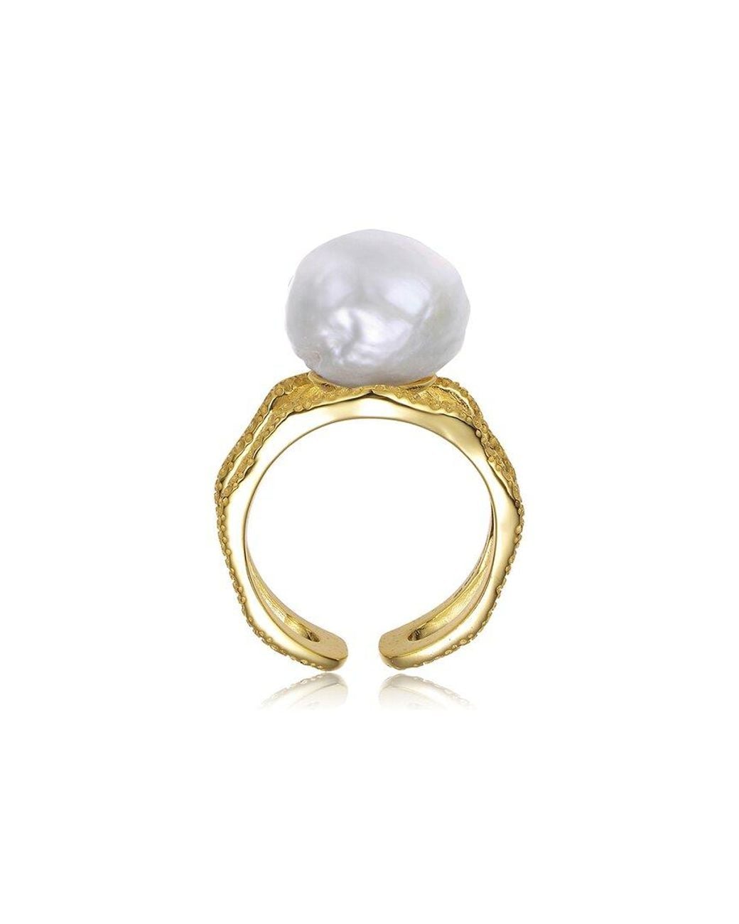 Rachel Glauber Metallic 14k Over Silver Pearl Ring