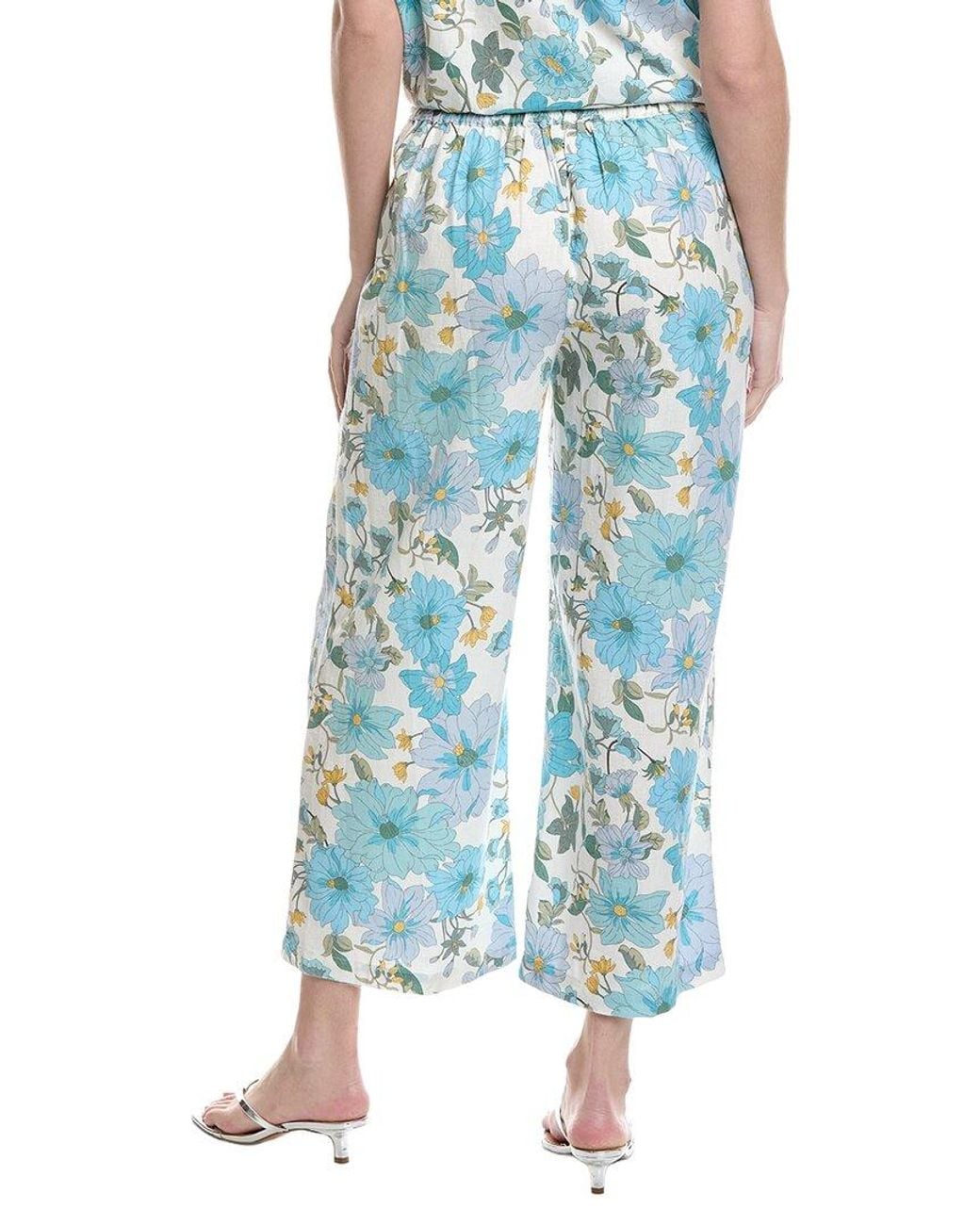 Philosophy Blue Linen-Blend Ankle Crop Pant