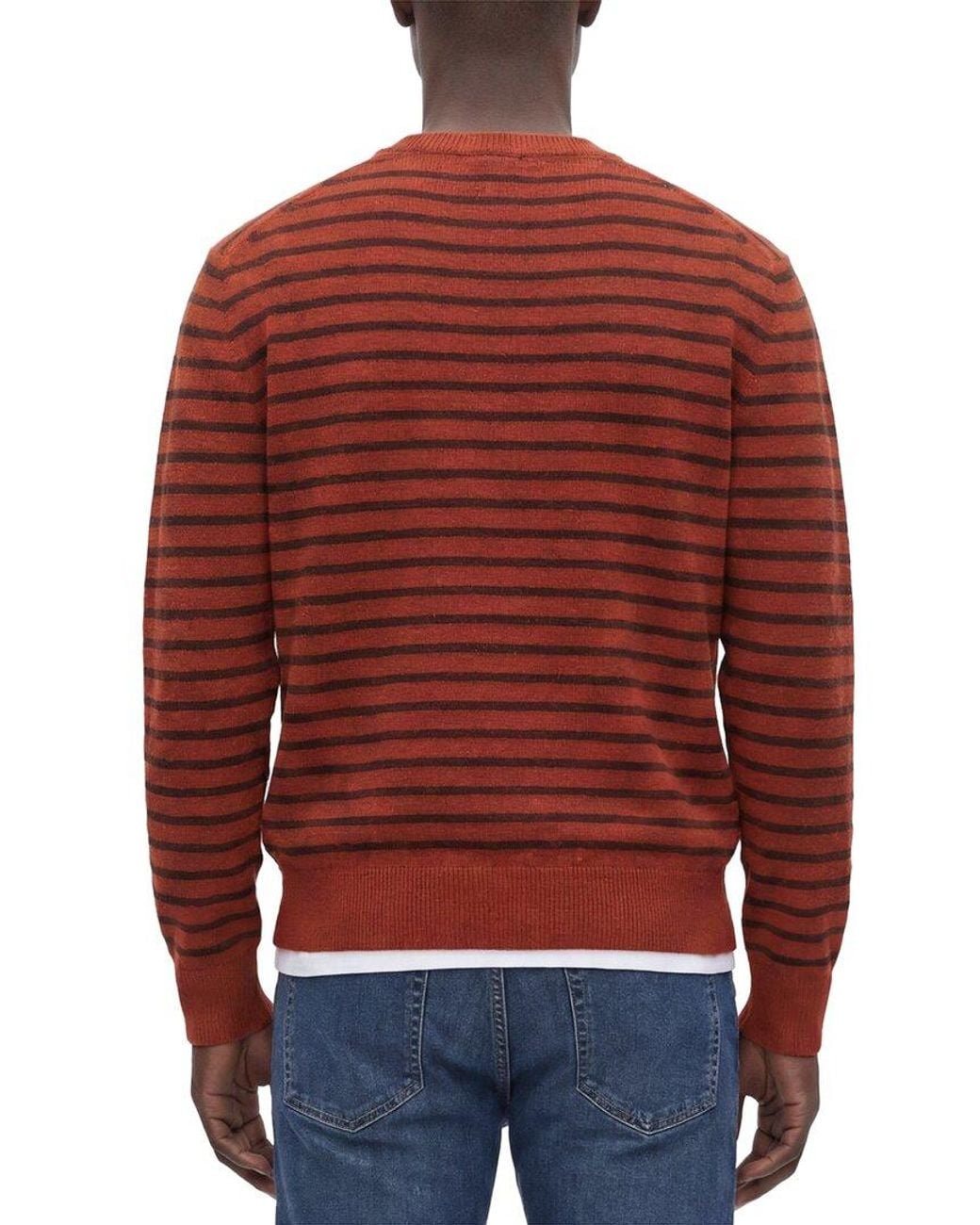 Todd Snyder Red Wool Striped Crewneck Sweater for men