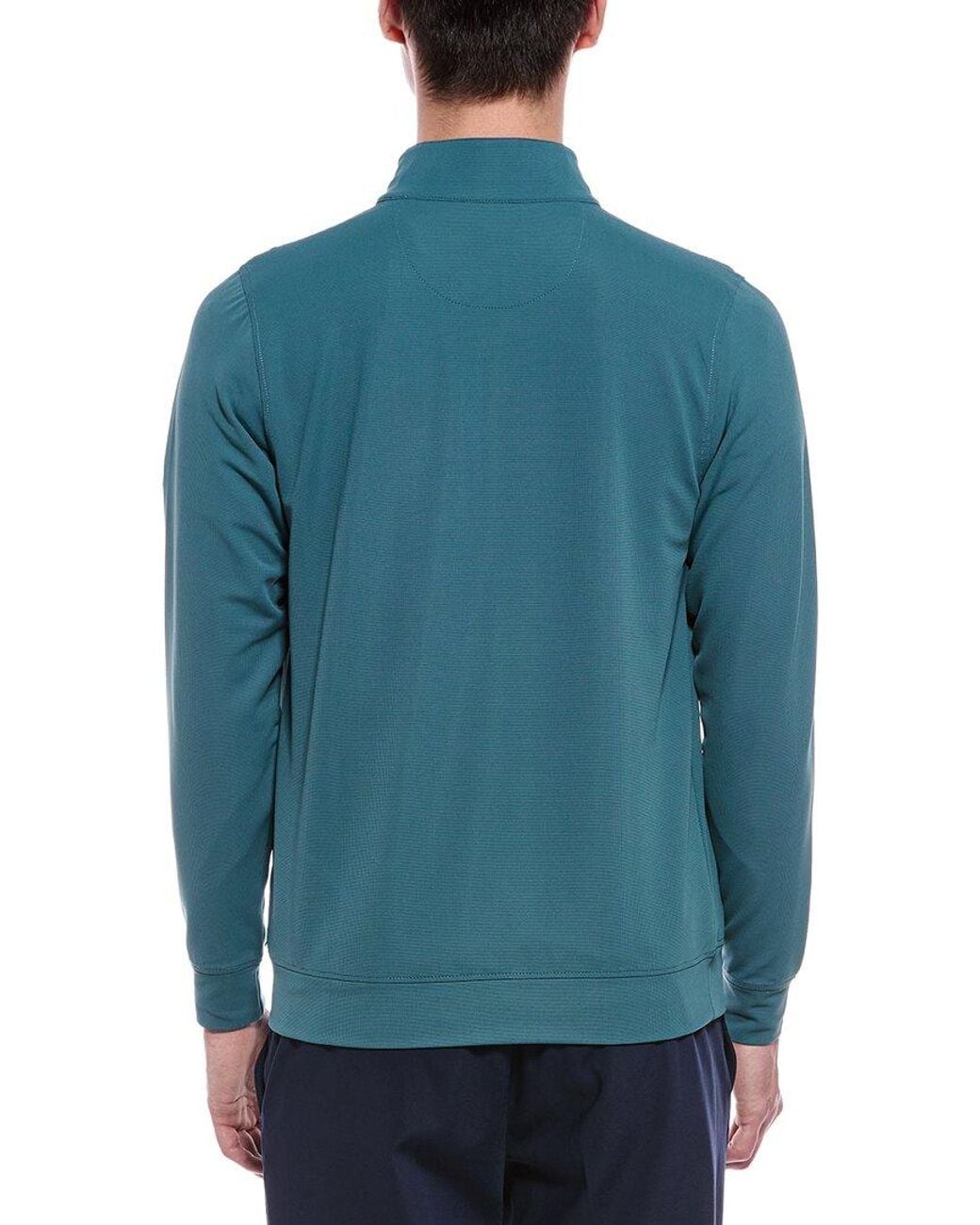 Tailorbyrd Blue Micro Grid Textured Performance 1/4-Zip Pullover for men