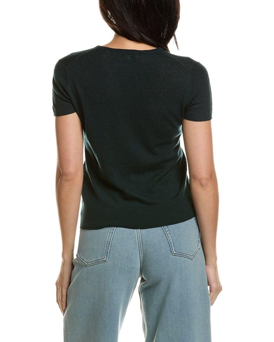 Vince Black High V-Neck Wool T-Shirt