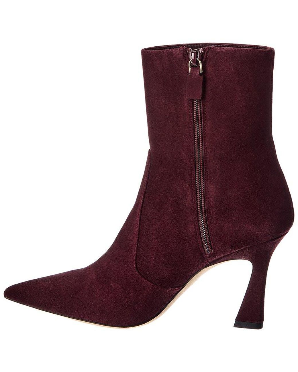 Stuart Weitzman Purple Vinnie Zip Suede Bootie 85