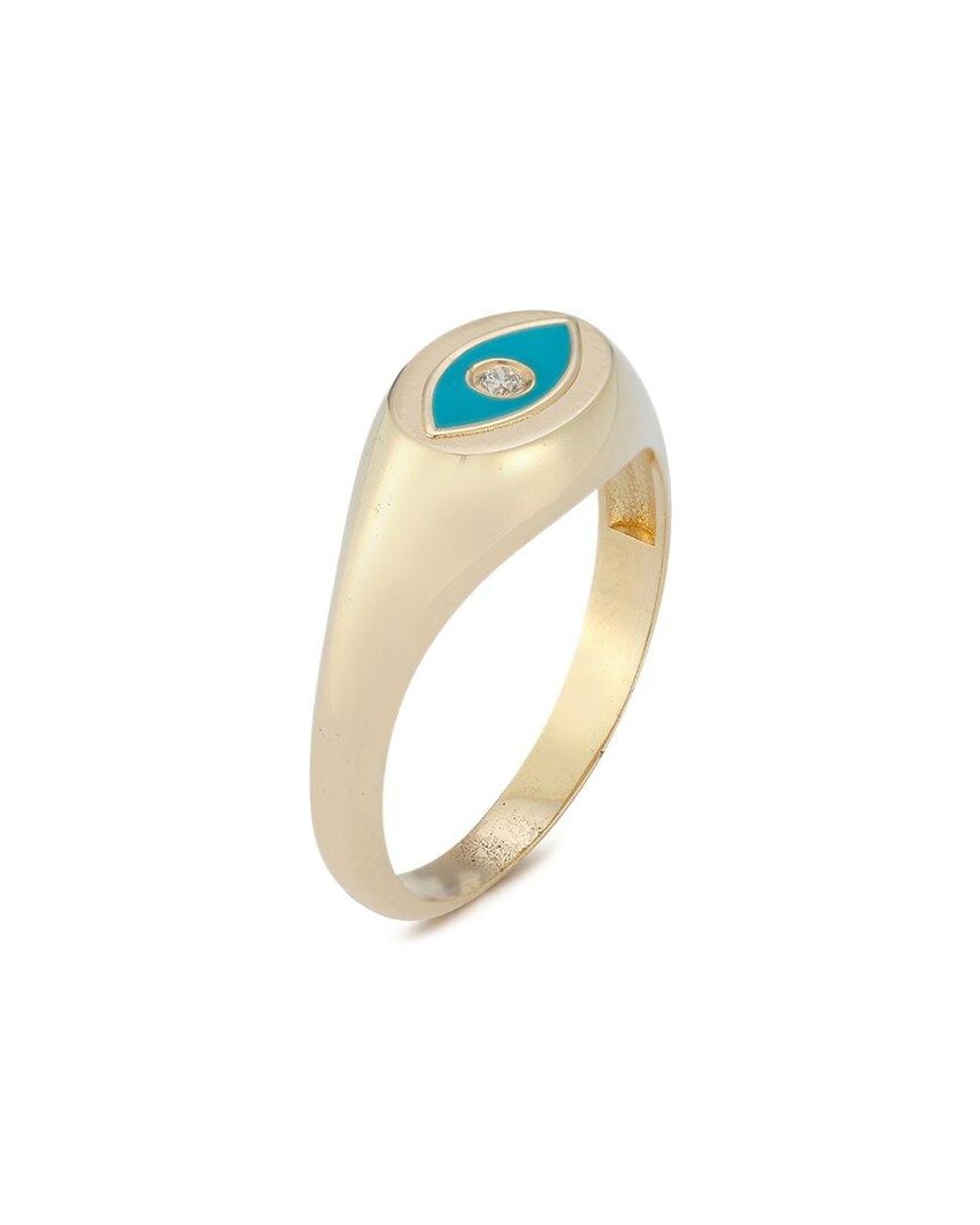 Ember Fine Jewelry Blue 14k 0.02 Ct. Tw. Diamond Evil Eye Signet Ring