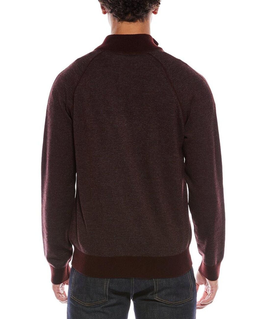 Vince Brown Birdseye Button Wool & Cashmere-Blend Mock Neck Sweater for men