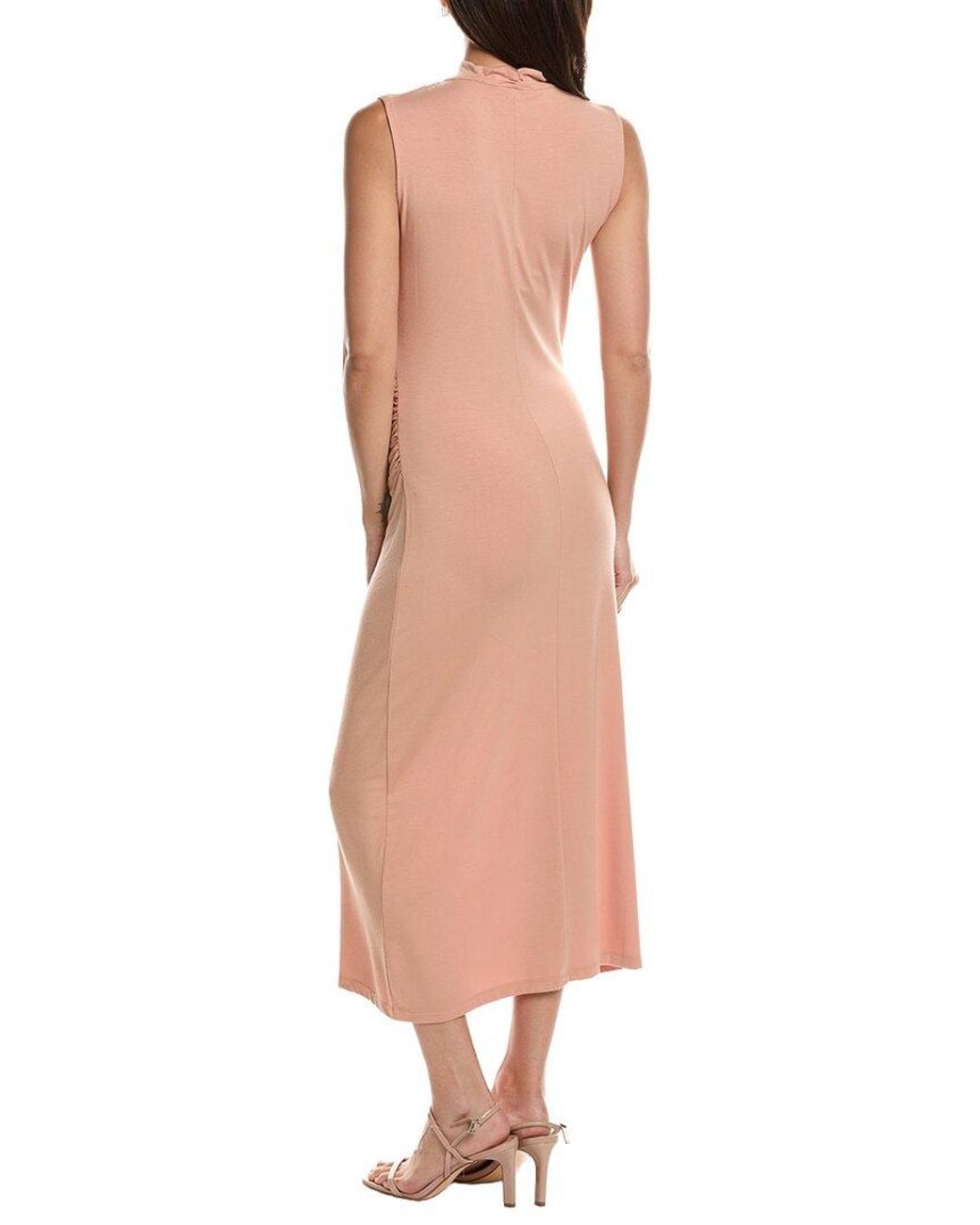 Vince Multicolor Turtleneck Ruched Dress