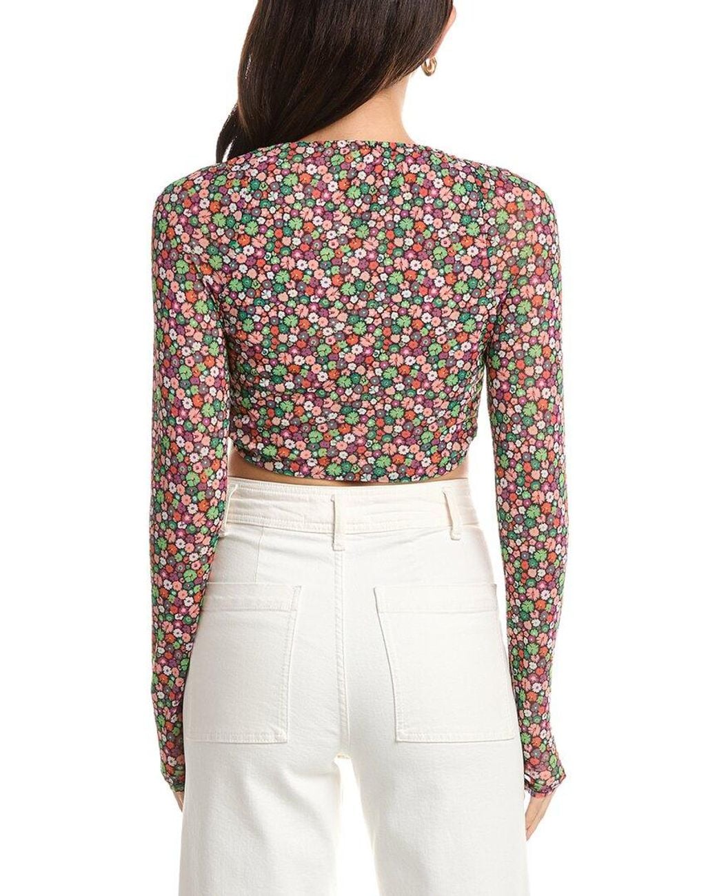 AFRM Black Charmin Tie Front Detail Mesh Top