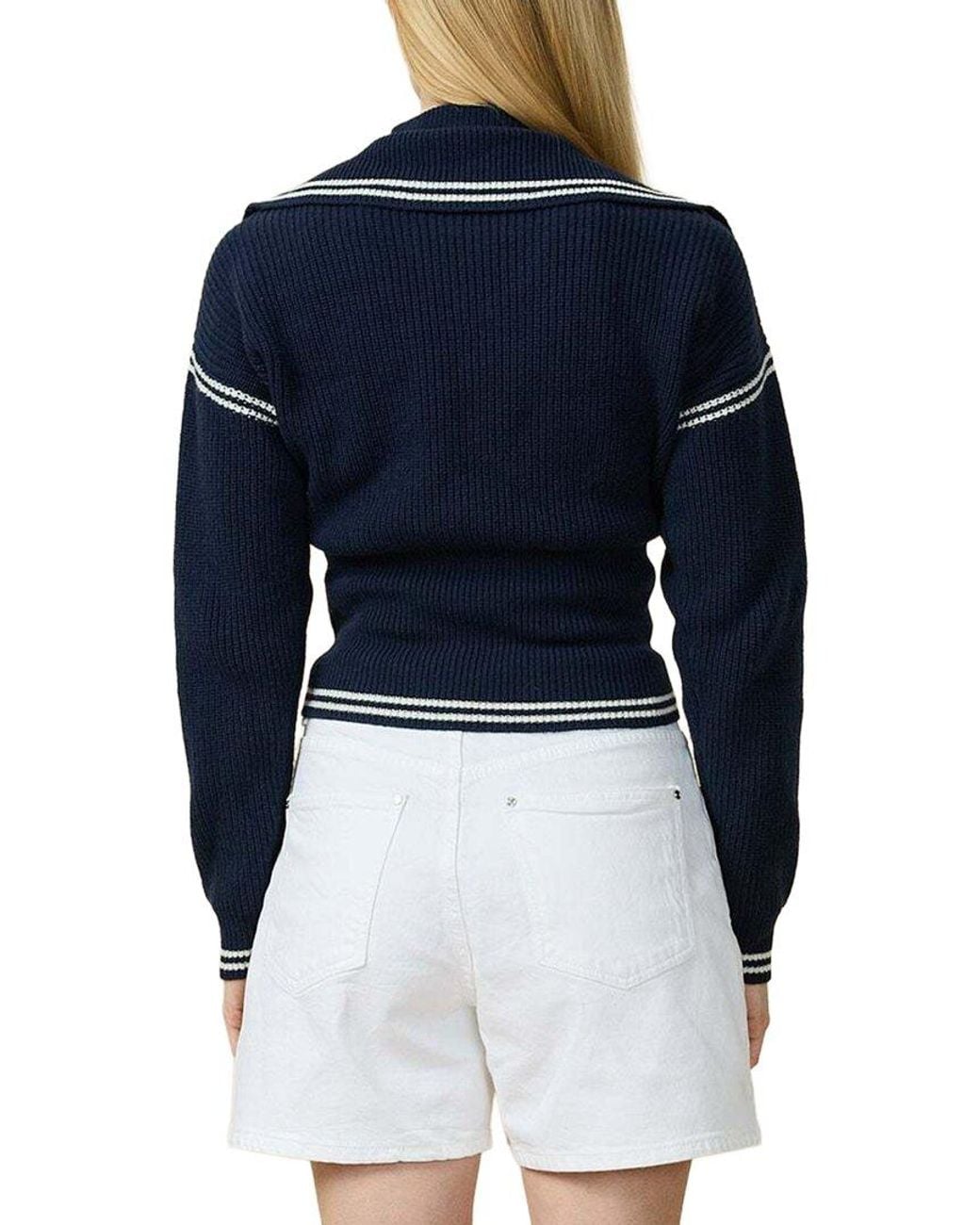Rowing Blazers Blue Double Collar 1/4-zip Wool-blend Pullover