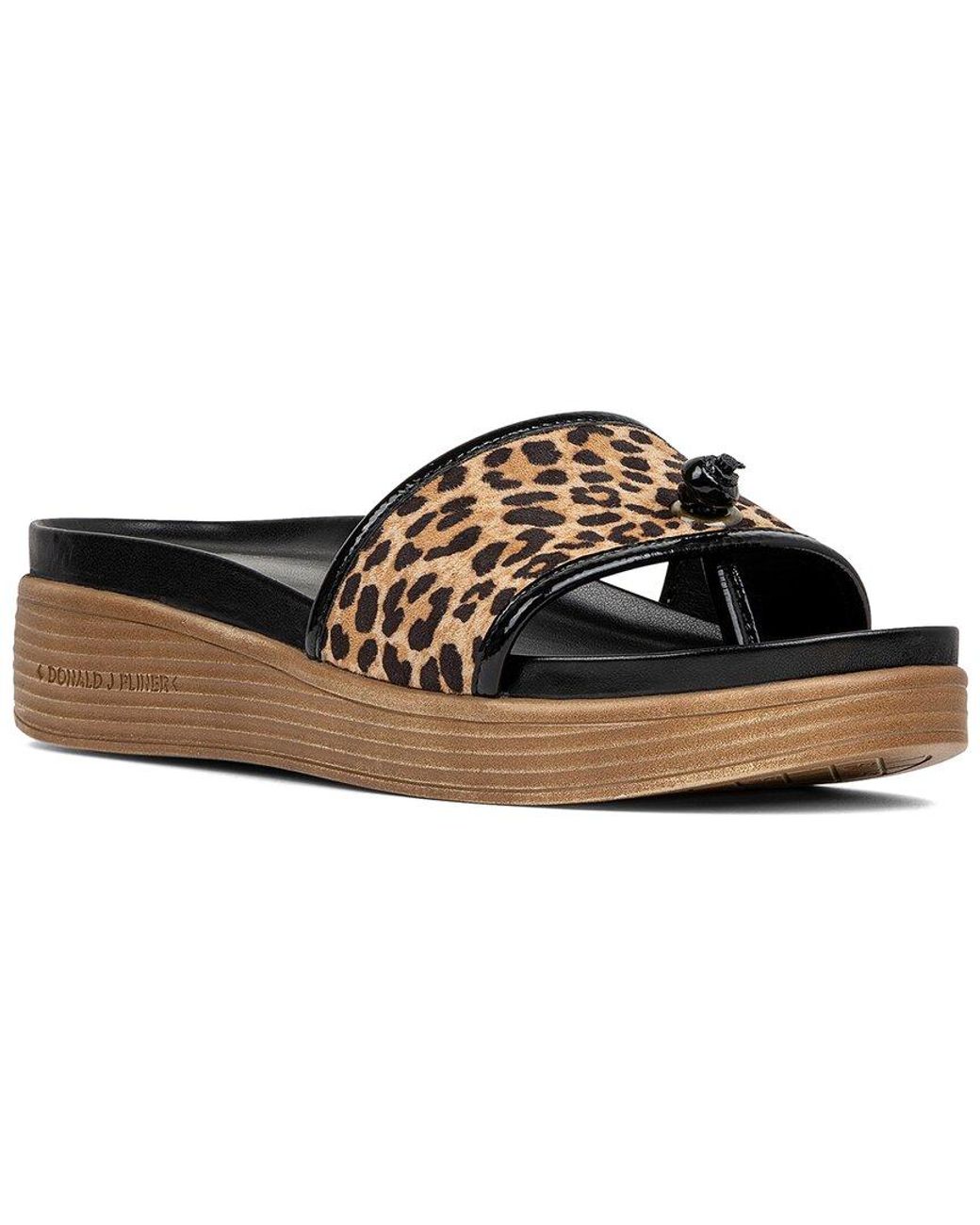 Donald J Pliner Brown Farrah Raffia & Leather Sandal