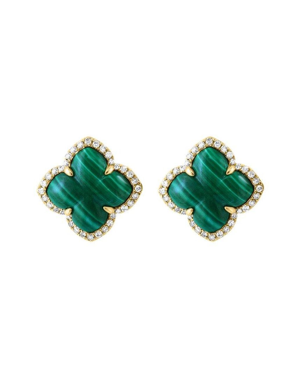 Effy Fine Jewelry Green 14K 5.77 Ct. Tw. Diamond & Malachite Earrings