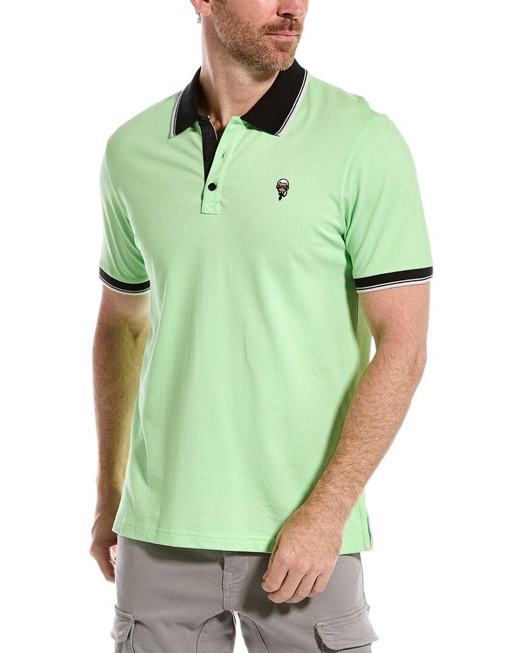 Karl Lagerfeld Core Karl Head Polo Shirt in Green for Men | Lyst