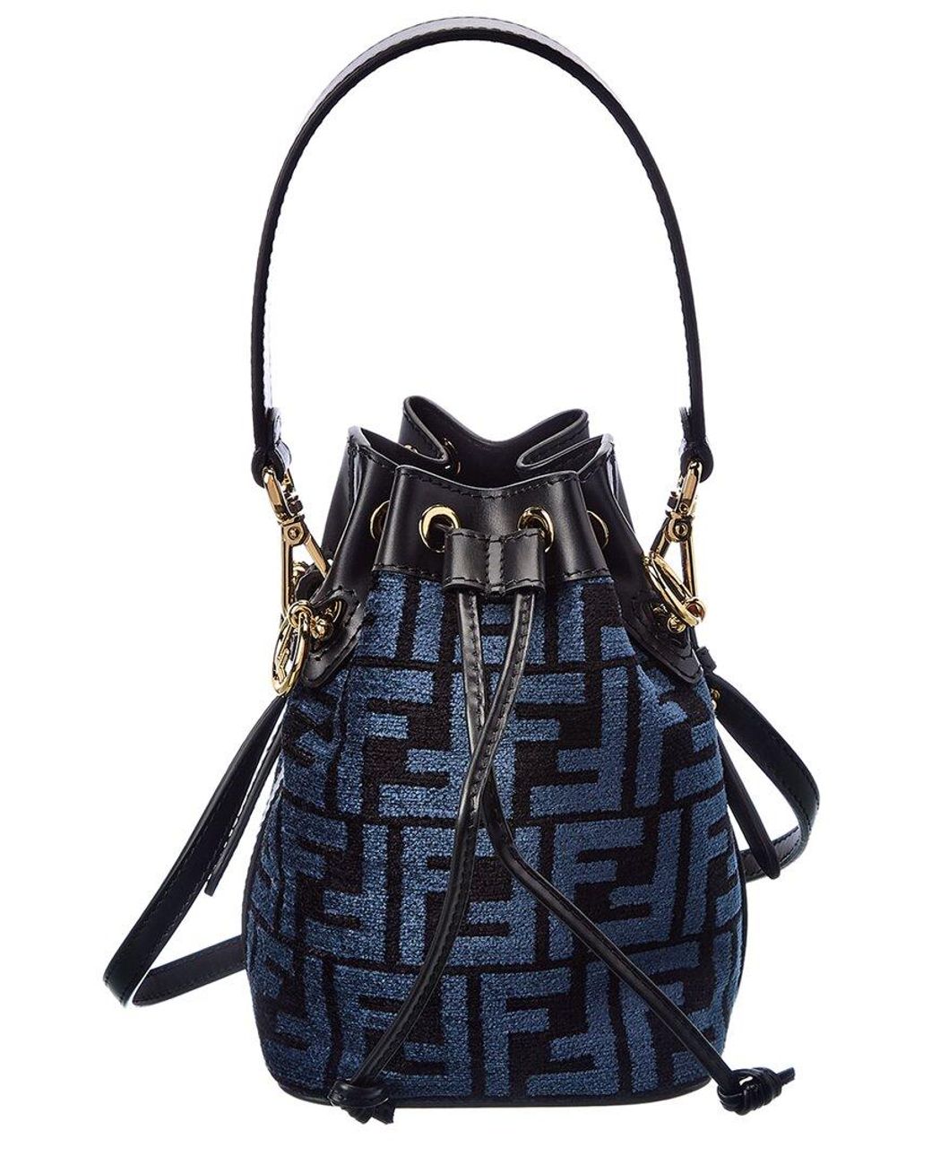 Fendi Mon Tresor Mini Ff Tapestry & Leather Bucket Bag in Blue | Lyst