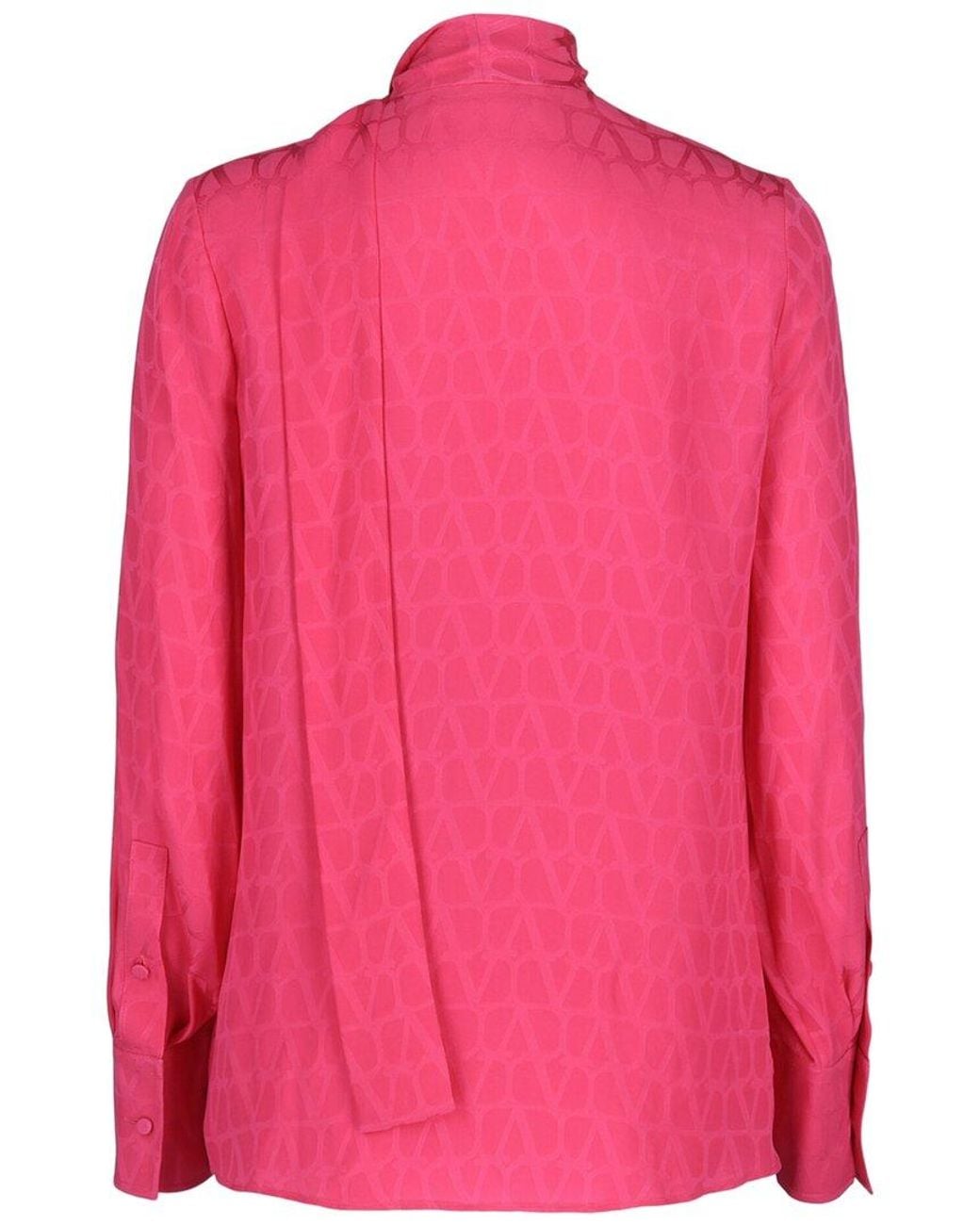Valentino Pink Toile Iconographe Silk Jacquard Blouse