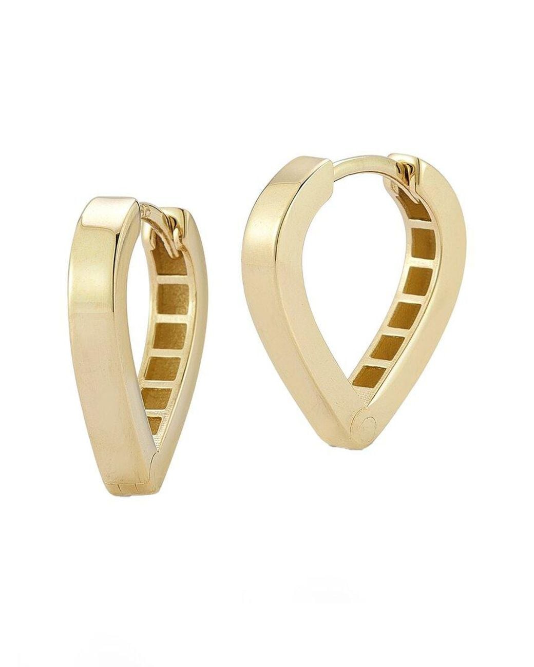 Italian Gold Metallic 14k Heart Huggie Hoops