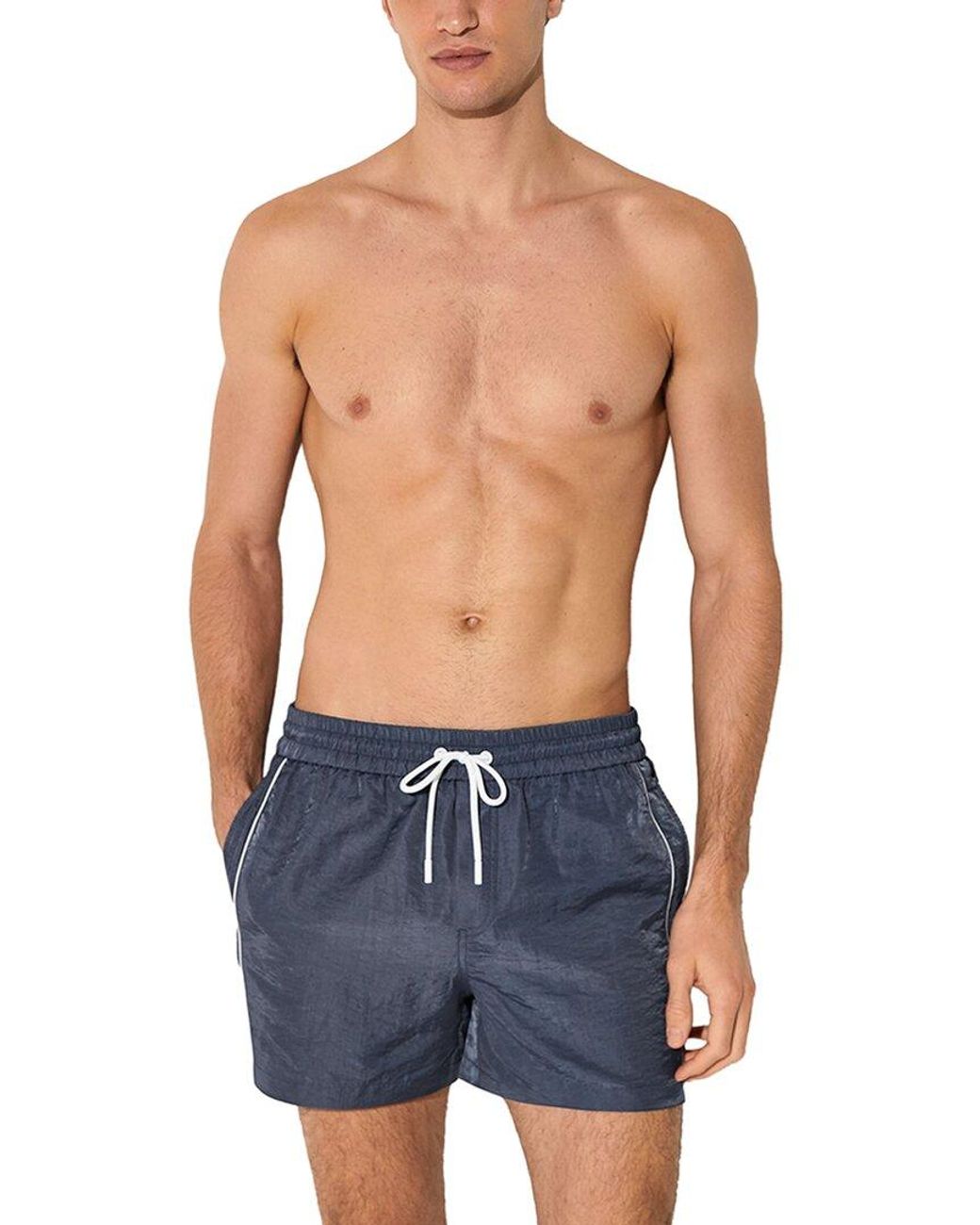 Reiss Blue Breeze Piped Detail Drawstring Swim Trunk for men