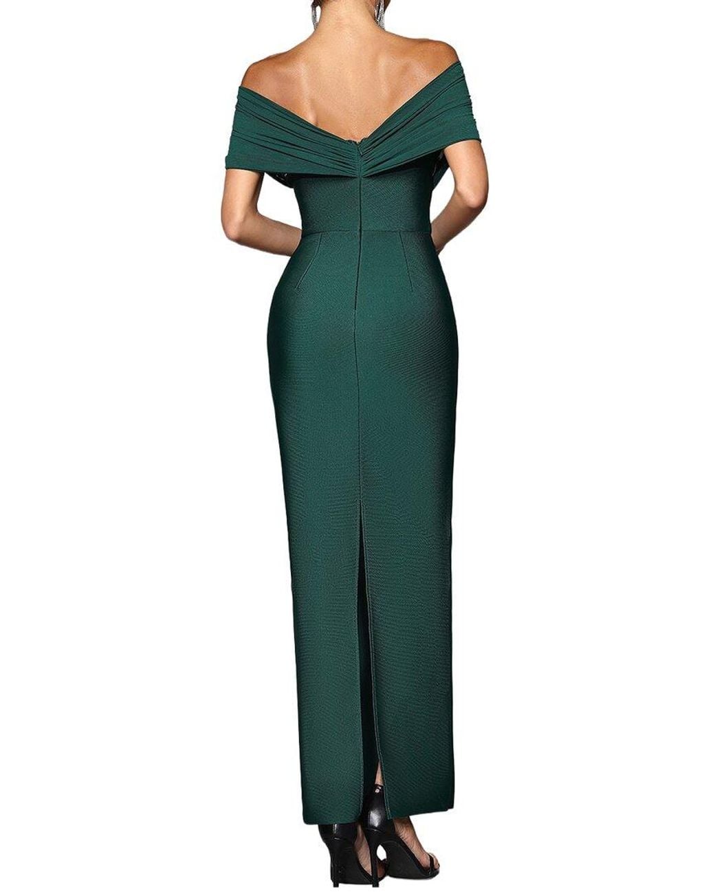 Dilireba Green Off Shoulder Embellished Maxi Dress