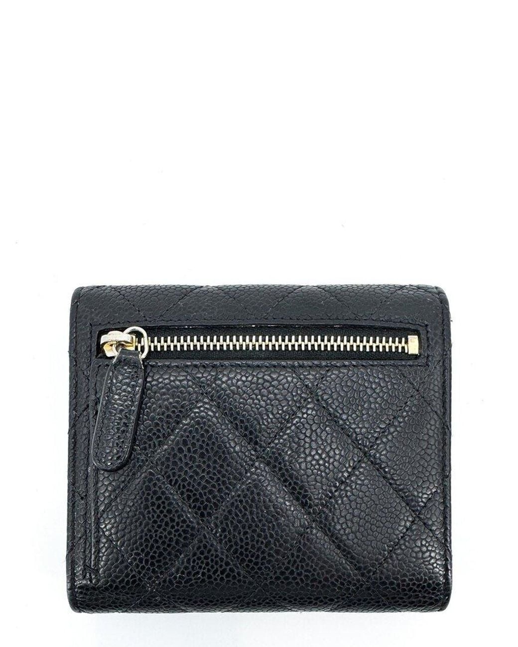 Chanel Gray Calfskin Leather Classic Small Flap Wallet (Authentic Pre-Loved)