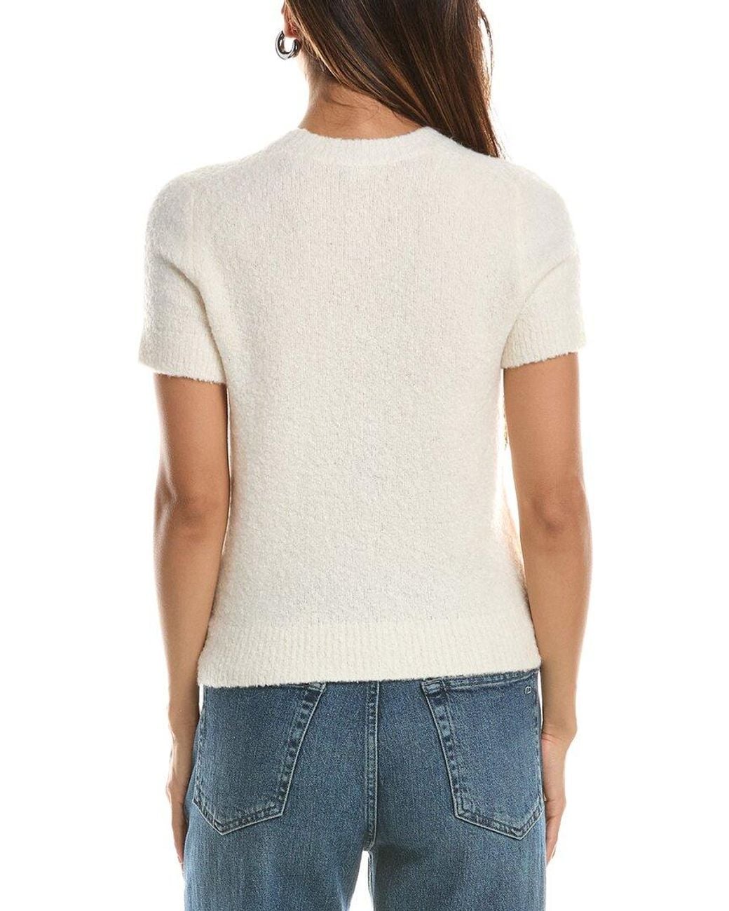 Vince White Soft Boucle Wool-Blend Top