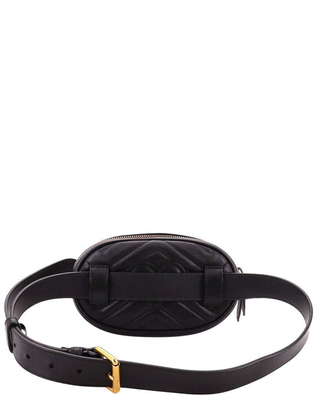 Gucci Black Matelasse Leather Gg Marmont Belt Bag (Authentic Pre-Loved)