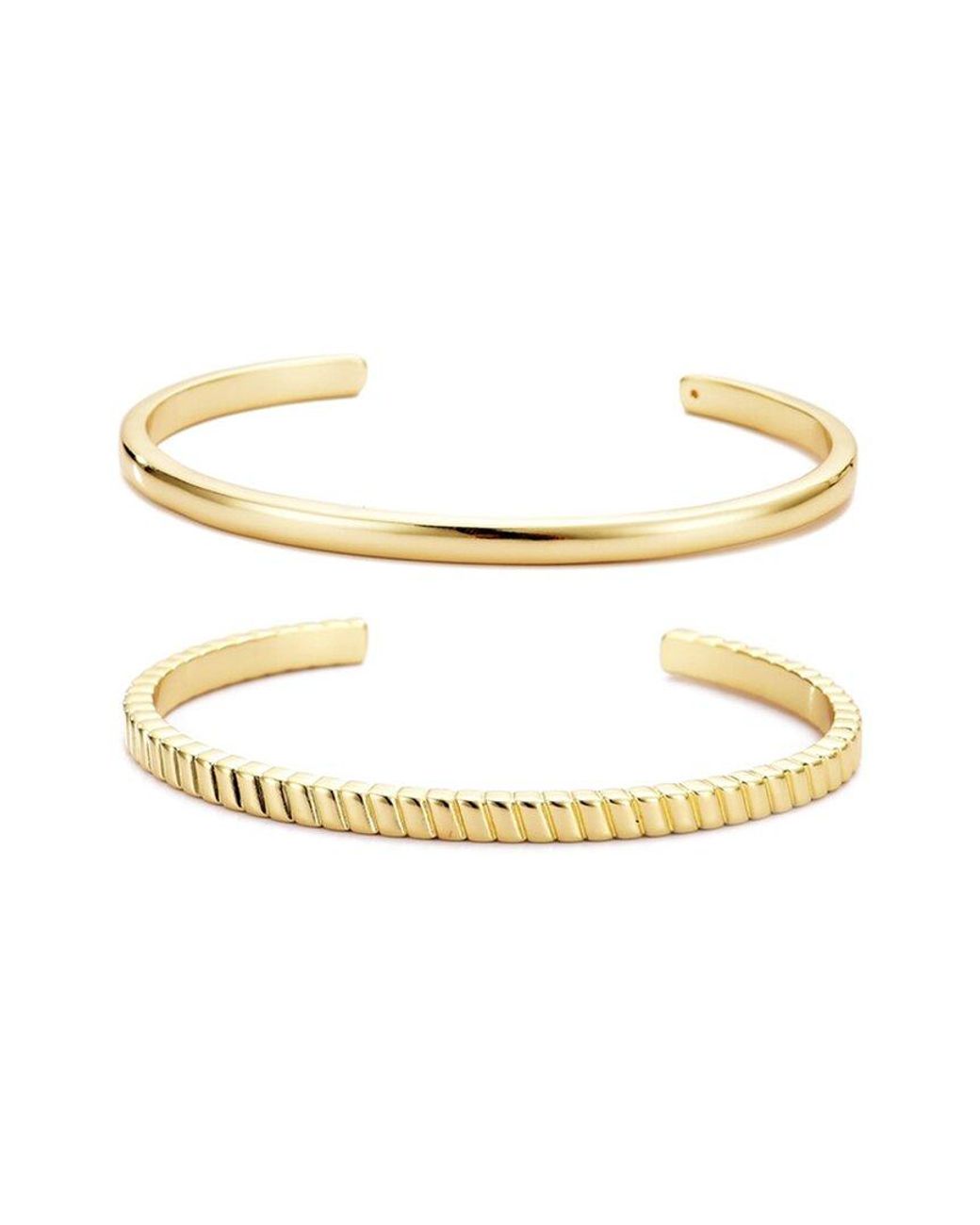 Adornia Metallic 14K Plated Cuff Bracelet Set