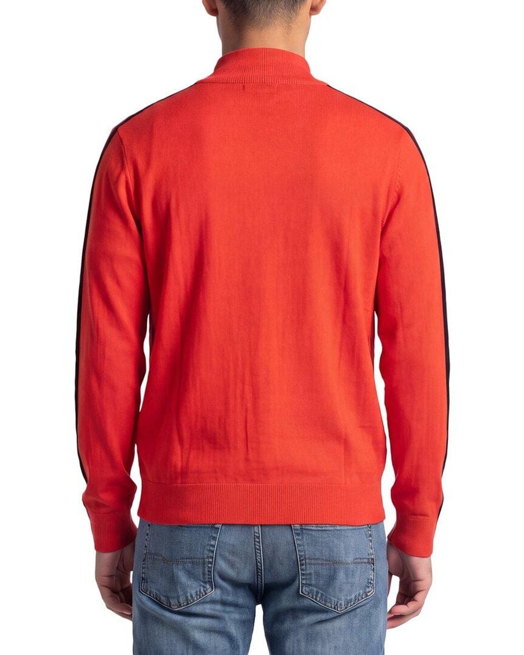 N.Peal Cashmere Red Stripe Full Zip Cashmere-Blend Sweater for men