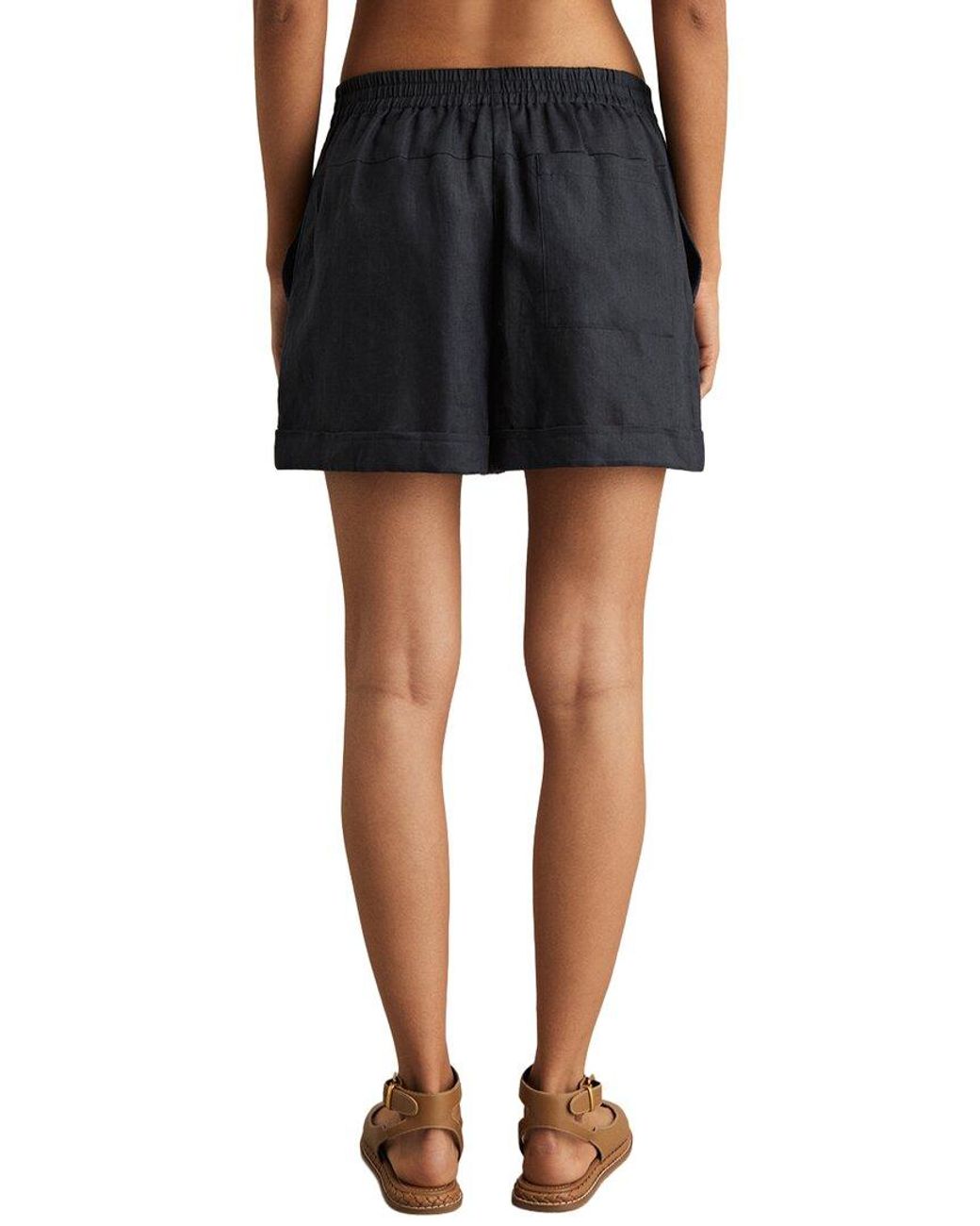 Reiss Black Cara Linen Short