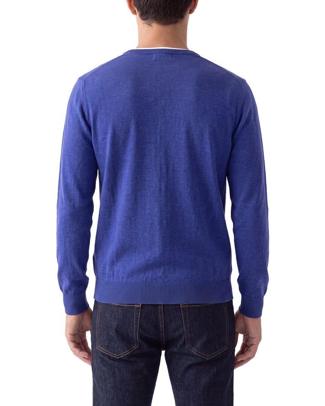 N.Peal Cashmere Blue Conduit Fine Gauge Cashmere & Silk-Blend V-Neck Sweater for men