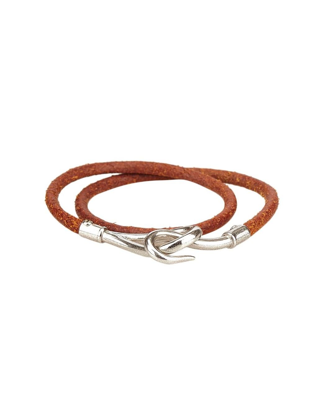 Hermès Vintage Hermes Jumbo Hook Leather Bracelet in Brown | Lyst