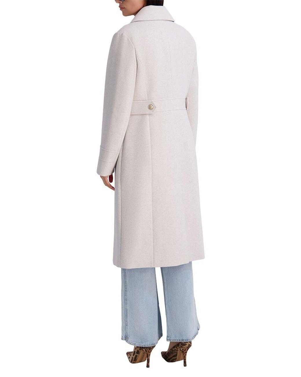 Kensie Gray Faux Wool Tailored Longline Coat