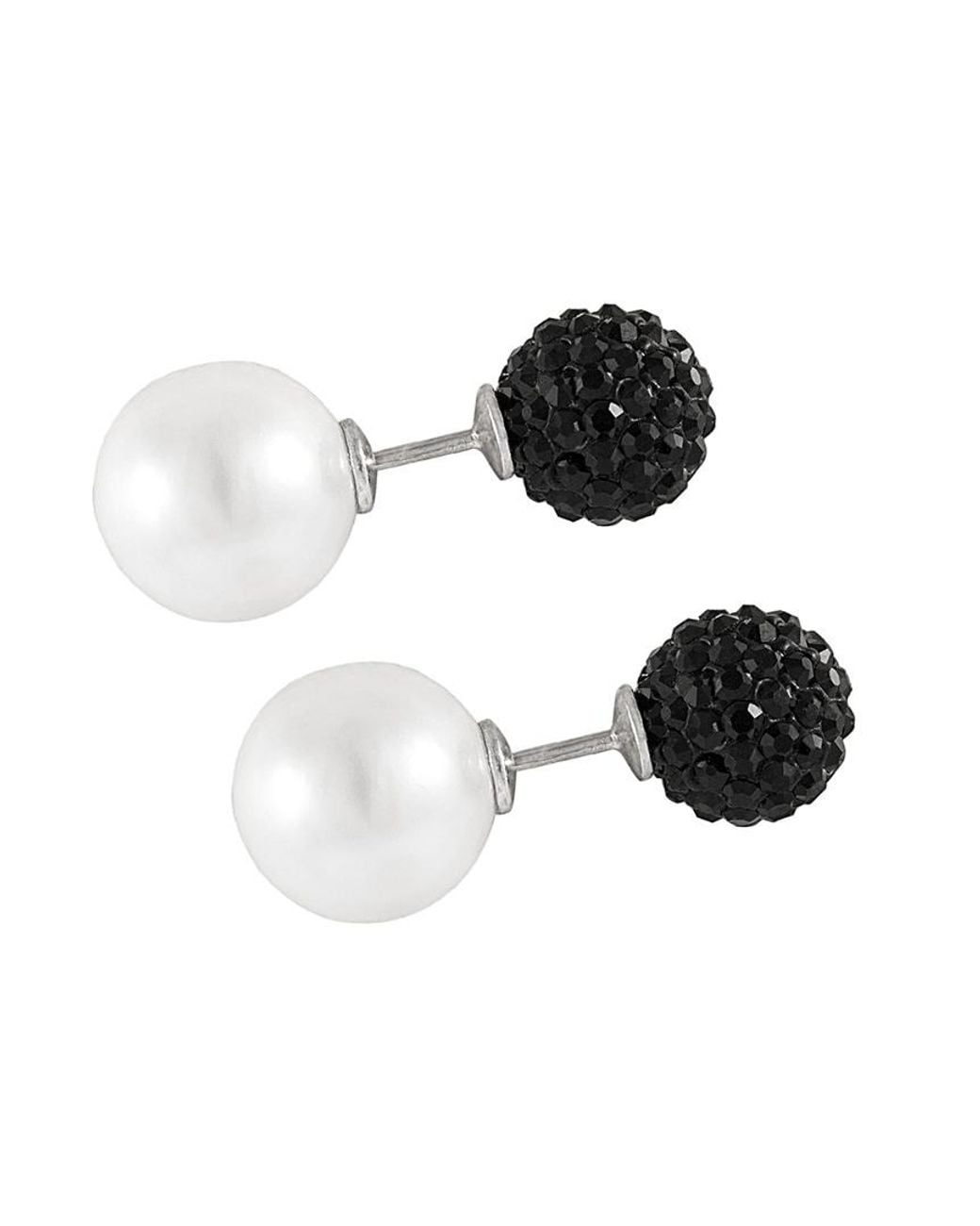 Splendid Multicolor Rhodium Plated 10-11mm Shell Pearl & Crystal Earrings