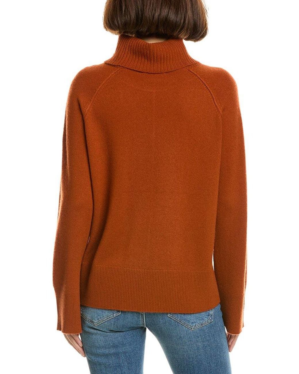 InCashmere Orange Wide Sleeve Cowl Neck Wool & Cashmere-Blend Sweater
