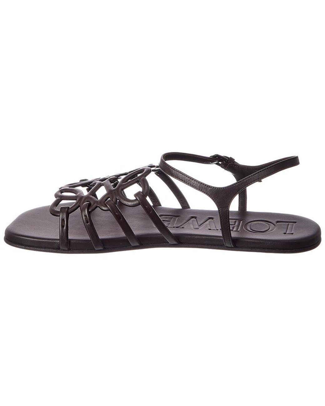 Loewe Metallic Petal Anagram Leather Sandal