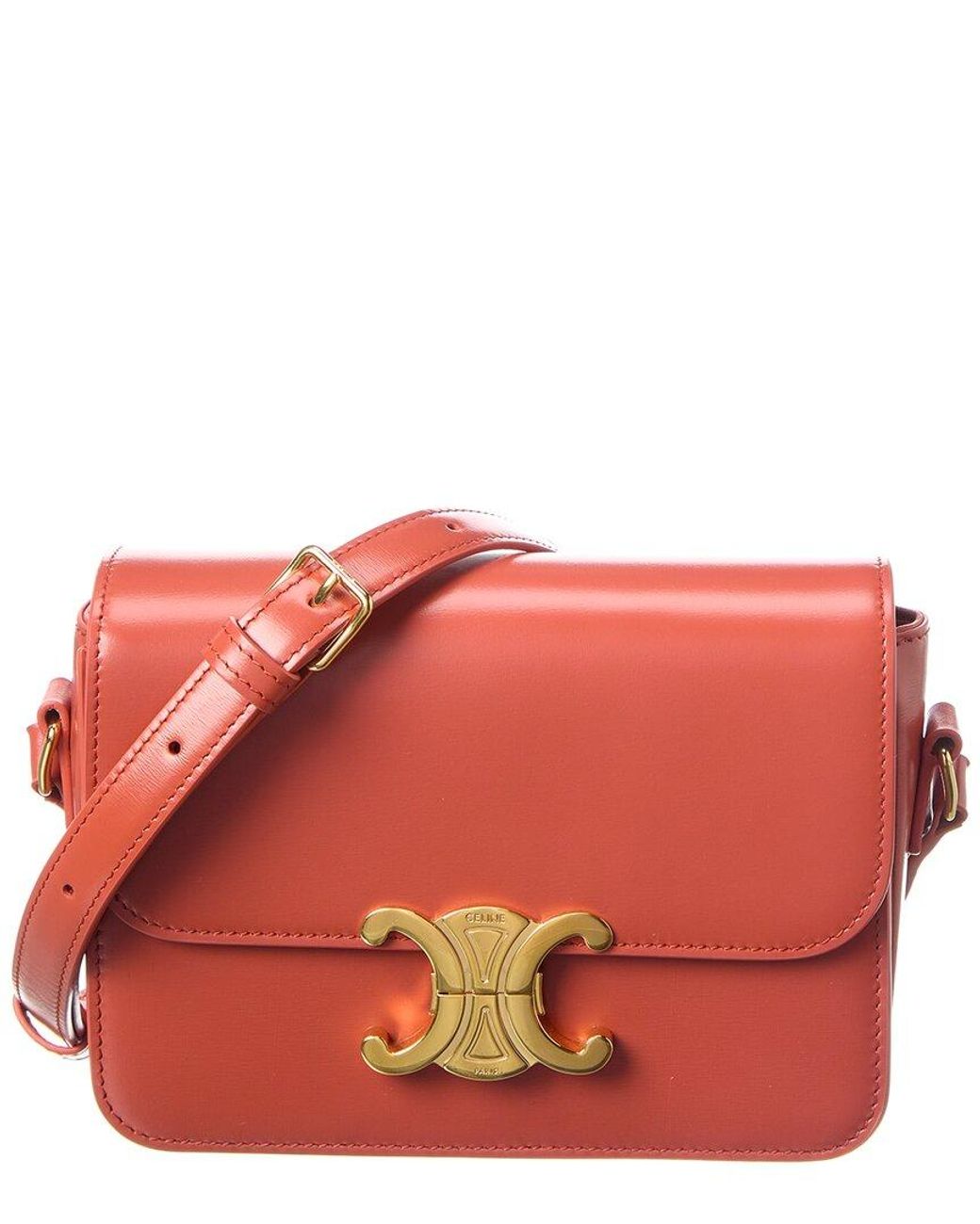 Celine Teen Triomphe Leather Shoulder Bag in Red Lyst UK