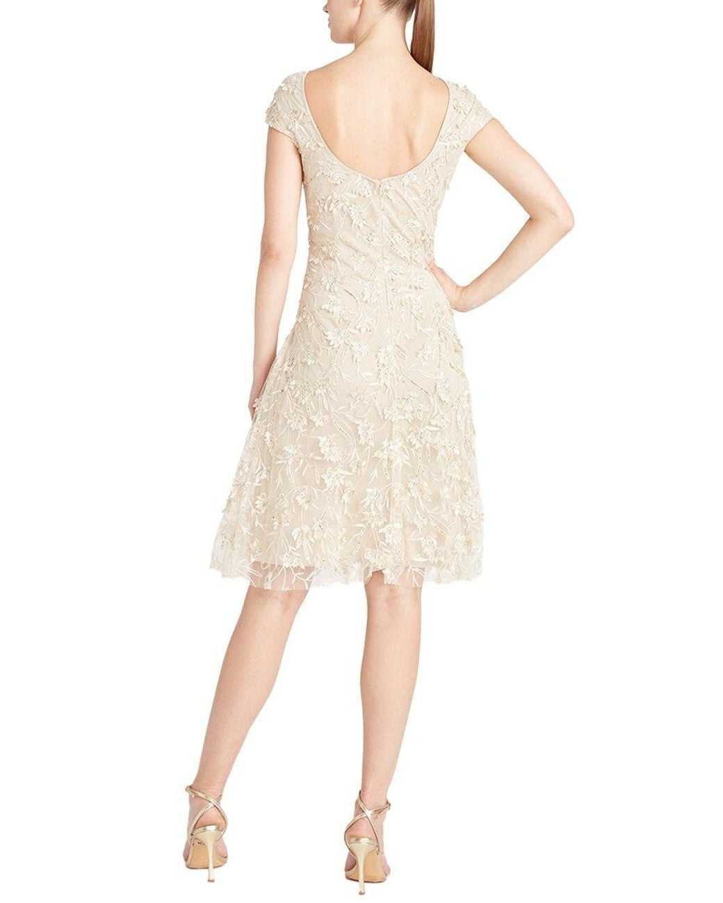 THEIA Natural Chrisley Petal Cocktail Dress