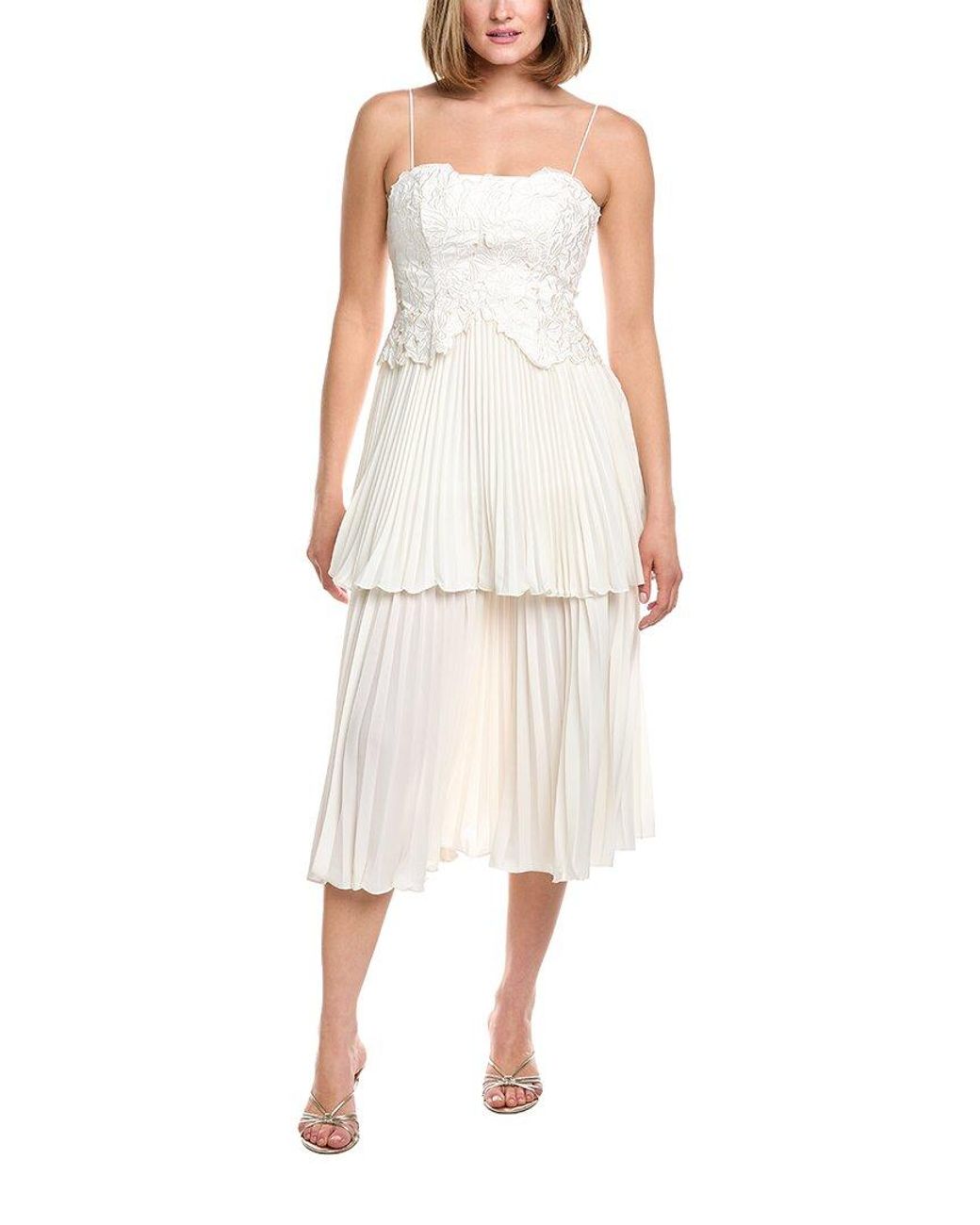 AMUR White Esmae Floral Midi Dress