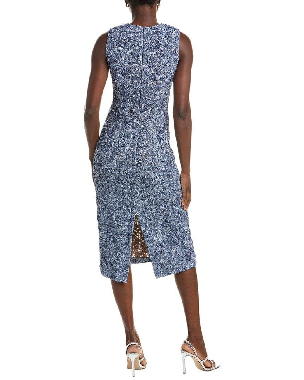 Michael Kors Blue Michael Kors Tie-Die Floral Soutache Lace Sheath Dress