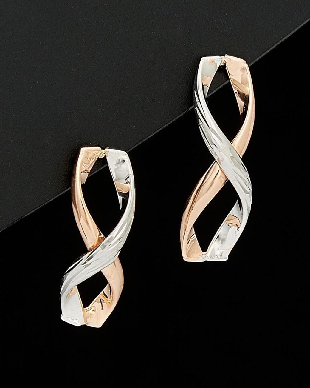 Italian Gold Black 14k Two-tone Infinity Earrings