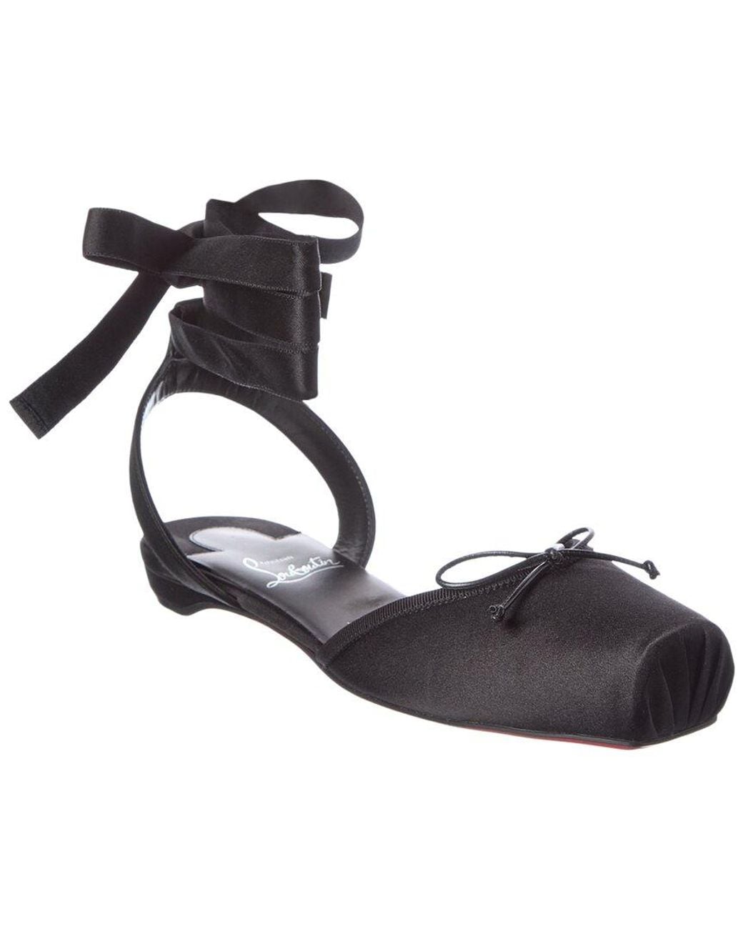 Christian Louboutin Black Cassia Satin Ballerina Flat